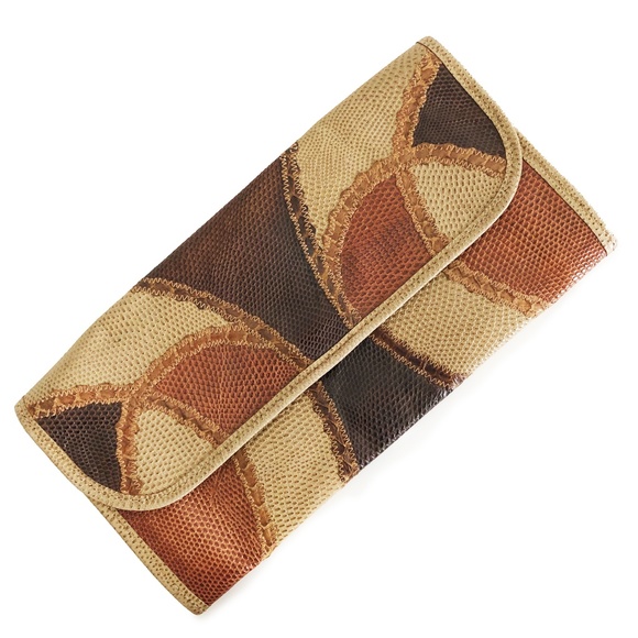 Carlos Falchi Clutch Bag Purse Exotic Reptile Snakeskin Rare Vintage - Picture 1 of 7